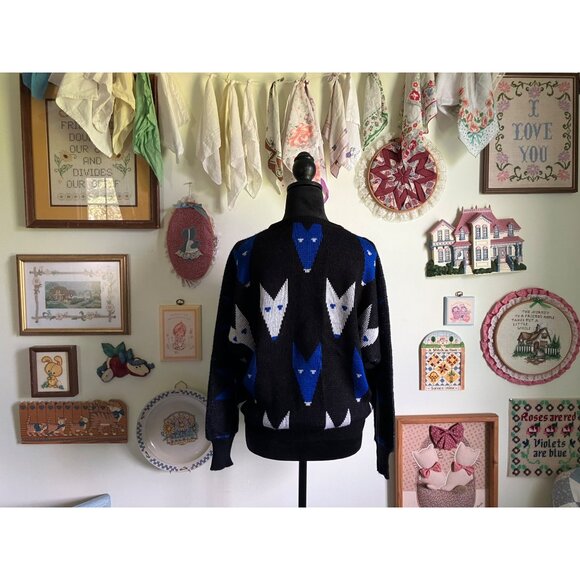 80's/90's vintage Western Connection dolman sleeve fox print sweater - Picture 2 of 6